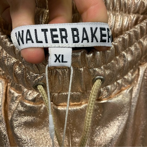 Walter Baker | Minh Lamb Leather Gold Cropped Jogger Size XL NEW - Picture 5 of 9